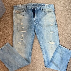 Diesel Men's Faded Blue Relaxed Jeans